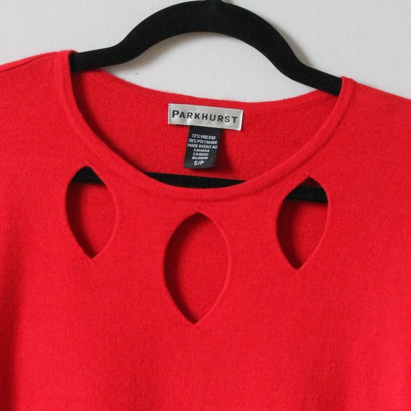 2000's Parkhurt Knits Red Cutout Sweater Size S - Picture 2 of 2